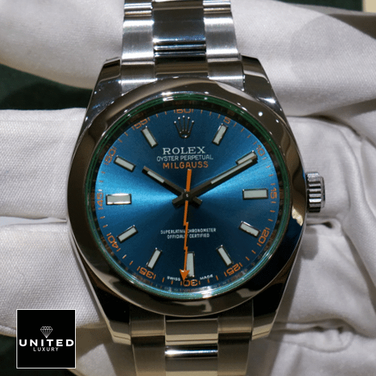 rolex_milgauss_blue_dial_green_crystal_116400GV_oyster_dial rolex_milgauss_blue_dial_green_crystal_116400GV_oyster_dial