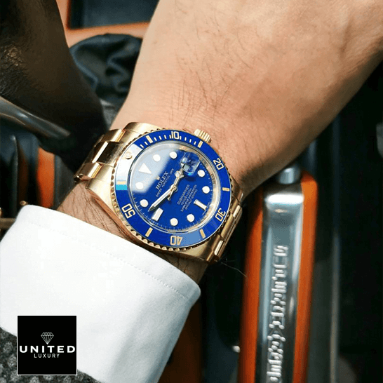 rolex_submariner_blue_dial_gold116618LB_oyster_replica_hand rolex_submariner_blue_dial_gold116618LB_oyster_replica_hand